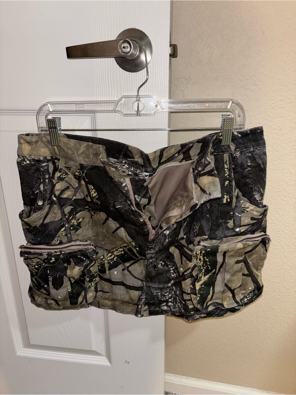 Fashion Nova Camo Mini Skirt - Black & Green